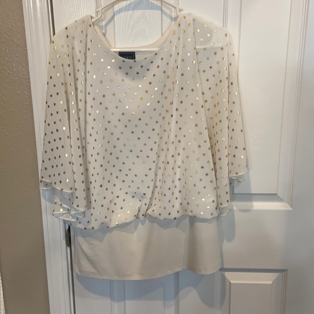 Cute White & gold polka dot top